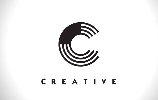 C Logo Letter With Black Lines Design. Lettera di linea Vector Illust — Vettoriale Stock