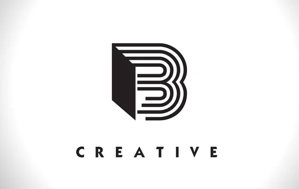 B Logo Letter With Black Lines Design. Carta de linha Vector Illust — Vetor de Stock