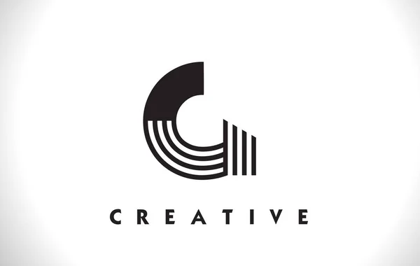 G Logo brev med svarta linjer Design. Rad brev vektor Illust — Stock vektor