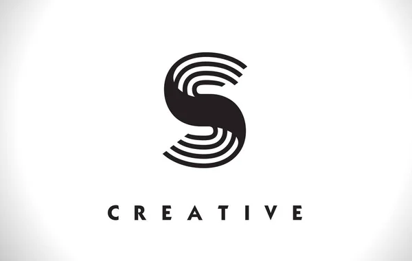 S Logo brief met zwarte lijnen Design. Lijn brief Vector Illust — Stockvector