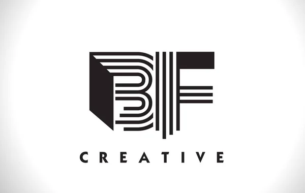 BF Logo Carta con diseño de líneas negras. Línea Letra Vector Illus — Vector de stock