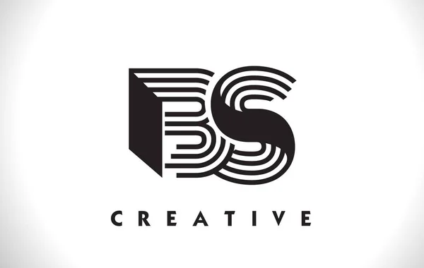 Carta del logotipo de BS con diseño de líneas negras. Línea Letra Vector Illus — Vector de stock