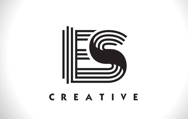 ES Logo list z czarnymi liniami Design. Linia list wektor ilus — Wektor stockowy
