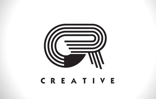 GR Logo Lettre avec Black Lines Design. Lettre vectorielle Illus — Image vectorielle