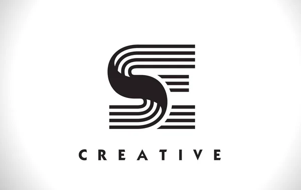 SE Logo Letter With Black Lines Design. Carta de linha Vector Illus —  Vetores de Stock