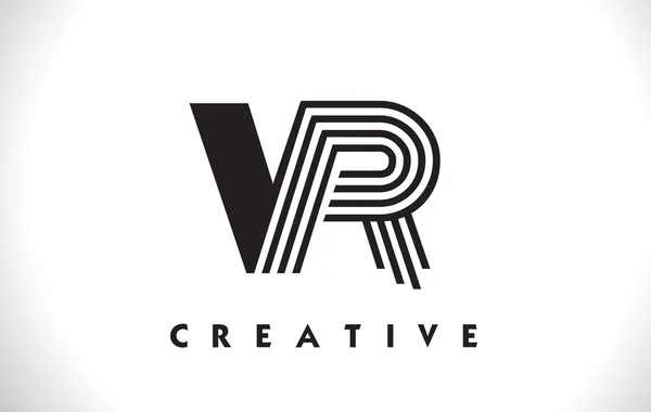 VR λογότυπο επιστολή με μαύρες γραμμές σχεδίασης. Γραμμή επιστολή διάνυσμα εικονογράφο — Διανυσματικό Αρχείο