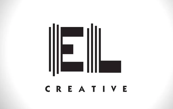 EL Logo Letter With Black Lines Design. Carta de linha Vector Illus — Vetor de Stock