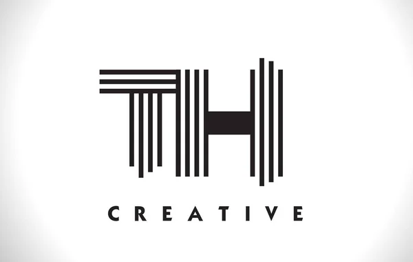 TH Logo Letter With Black Lines Design. Carta de linha Vector Illus — Vetor de Stock