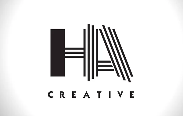 HA Logo Letter With Black Lines Design. Line Letter Vector Illus — Stock Vector