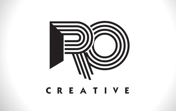 RO Logo Lettre avec Black Lines Design. Lettre vectorielle Illus — Image vectorielle