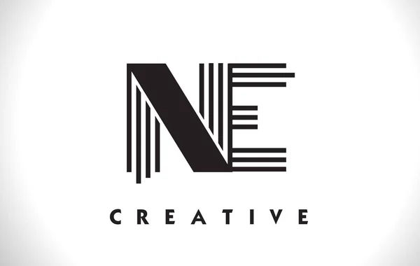 NE Logo Carta con diseño de líneas negras. Línea Letra Vector Illus — Vector de stock