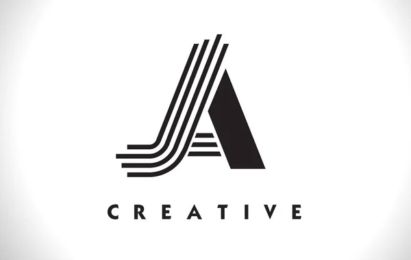 JA Logo Letter With Black Lines Design. Lettera di linea Vector Illus — Vettoriale Stock