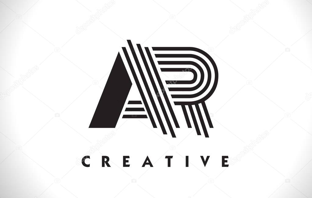 AR Letter Logo With Black Lines Design. Line Letter Symbol Vector Illustration