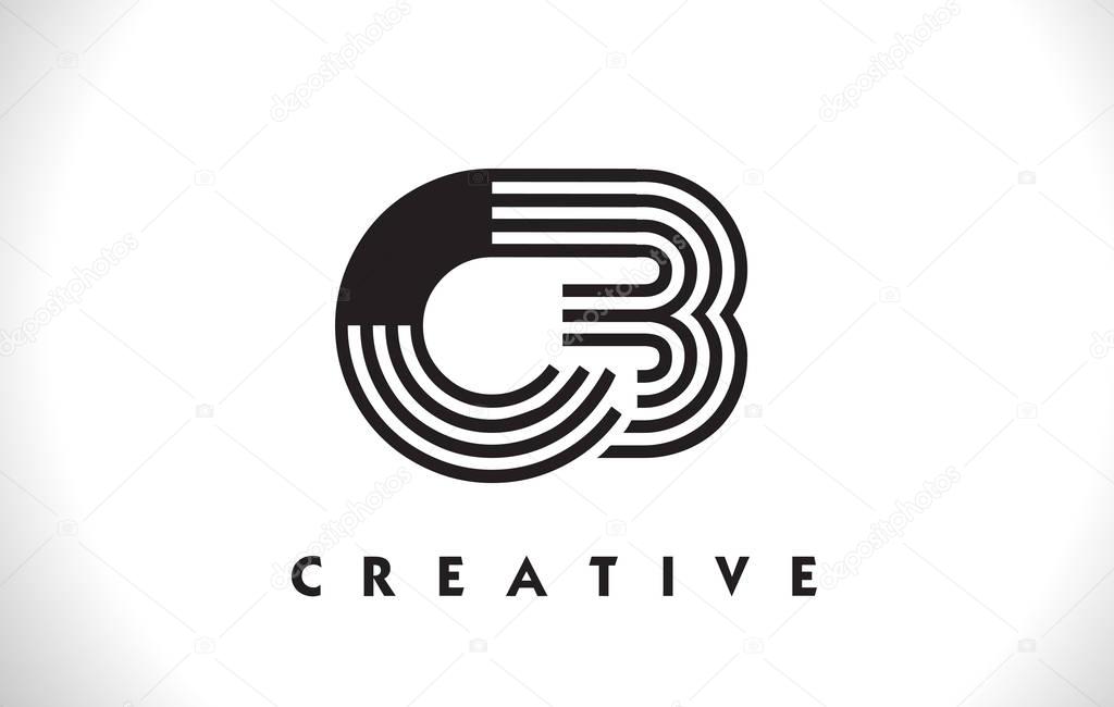CB Logo Letter With Black Lines Design. Line Letter Vector Illus