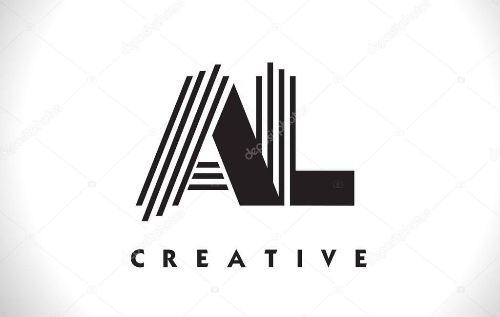 AL Letter Logo With Black Lines Design. Line Letter Symbol Vector Illustration