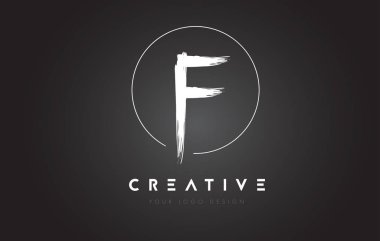 F fırça mektup Logo tasarımı. Sanatsal el yazısı harfleri Logo Co