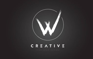 W fırça mektup Logo tasarımı. Sanatsal el yazısı harfleri Logo Co