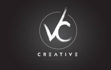 VC fırça mektup Logo tasarımı. Sanatsal el yazısı harfleri Logo C