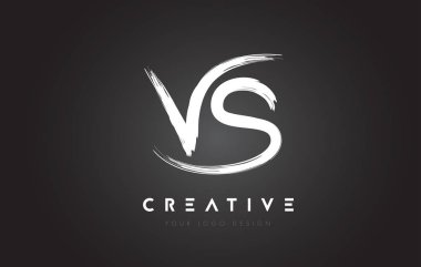 Vs fırça mektup Logo tasarımı. Sanatsal el yazısı harfleri Logo C