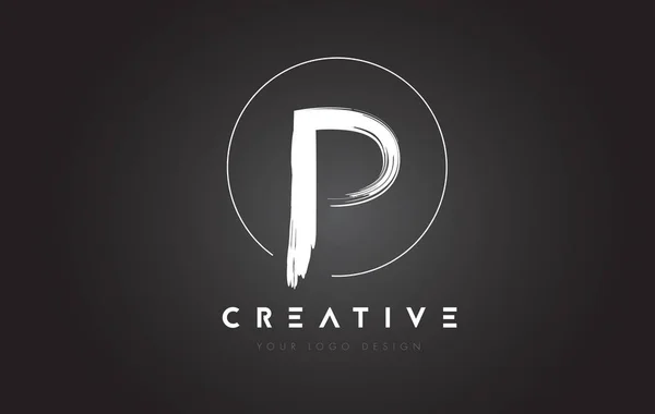 P Brush Desain Logo Huruf. Logo Logo Surat tulisan tangan artistik - Stok Vektor