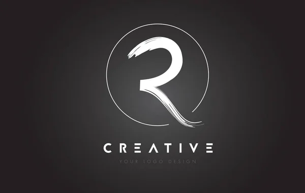 R Brush Letter Diseño de Logo. Cartas Artísticas Escrito a Mano Logo Co — Vector de stock