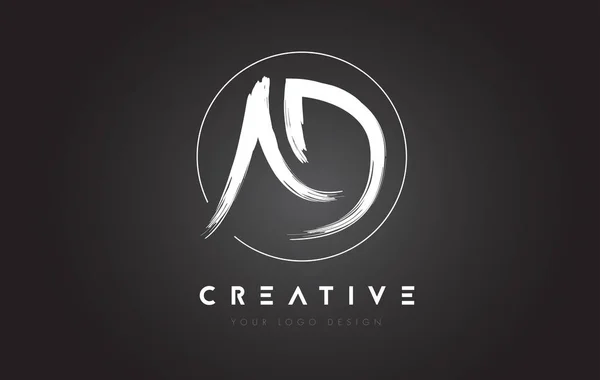 AD Brush Carta Logo Design. Cartas manuscritas artísticas Logo C — Vetor de Stock