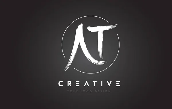 AT Brush Letter Logo Design. Artistic Handwritten Letters Logo C — Stock Vector