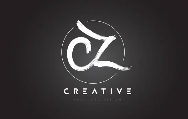 CZ Brush Letter Logo Design (en inglés). Cartas Artísticas Escrito a Mano Logo C — Vector de stock