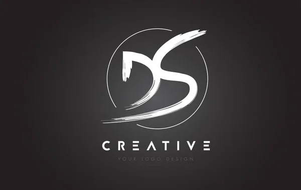 DS Spazzola Lettera Logo Design. Logo di lettere manoscritte artistiche C — Vettoriale Stock