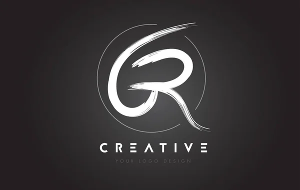 GR Brush Letter Diseño de Logo. Cartas Artísticas Escrito a Mano Logo C — Vector de stock