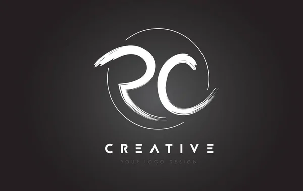 RC borste brev Logotypdesign. Konstnärliga handskrivna bokstäver logotyp C — Stock vektor