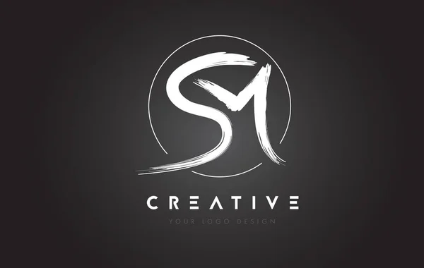 SM Brosse Lettre Logo Design. Lettres manuscrites artistiques Logo C — Image vectorielle