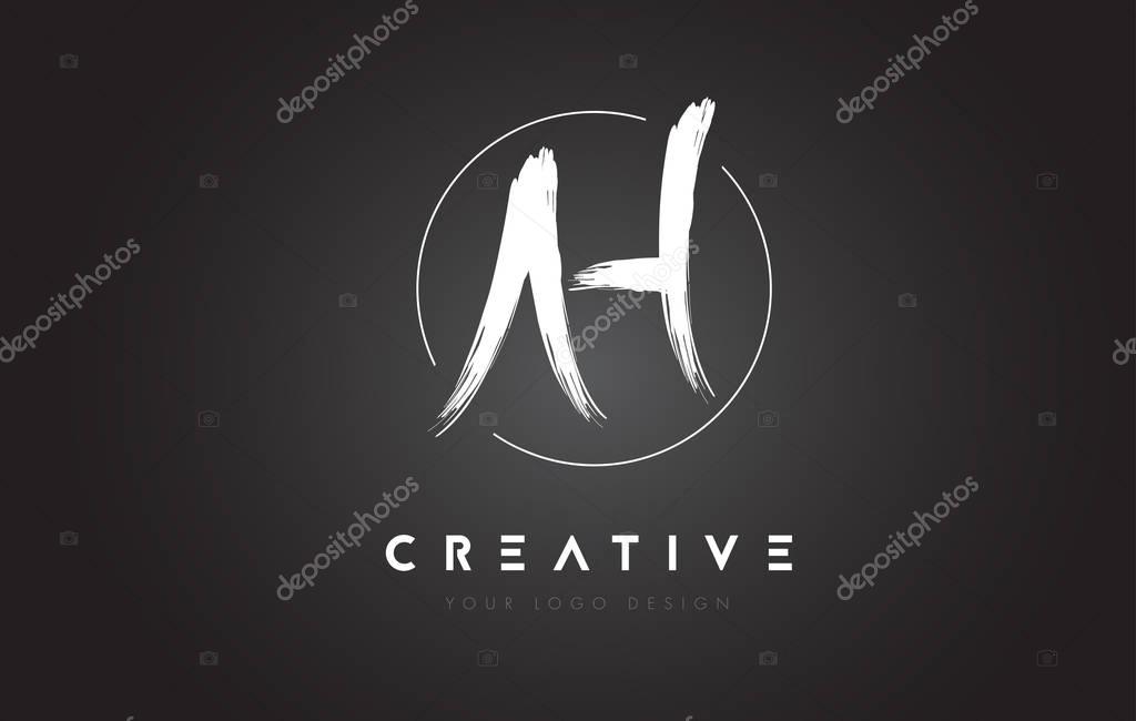 AH Brush Letter Logo Design. Artistic Handwritten Brush Letters Logo Concept Vector.