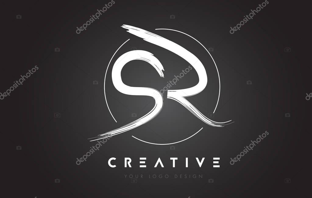 SR Brush Letter Logo Design. Artistic Handwritten Brush Letters Logo Concept Vector.