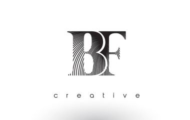 Birden çok çizgiler ve siyah ve beyaz renkleriyle BF Logo tasarımı.