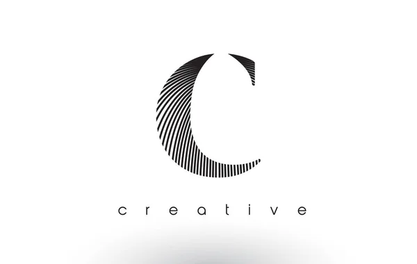 C Logo Design With Multiple Lines and Black and White Colors. — Stock Vector