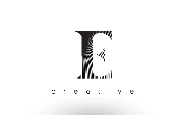 Conception de logo E avec plusieurs lignes et couleurs noir et blanc . — Image vectorielle