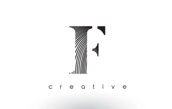 F Logo Design avec plusieurs lignes et couleurs noir et blanc . — Image vectorielle