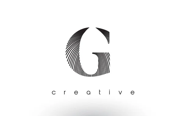 G Logo Design con linee multiple e colori bianco e nero . — Vettoriale Stock
