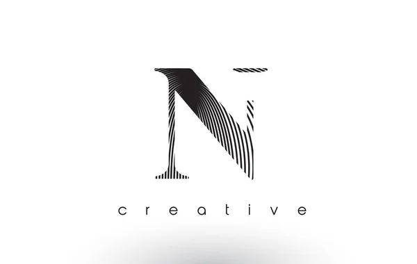 N Logo Design With Multiple Lines and Black and White Colors. — Stock Vector