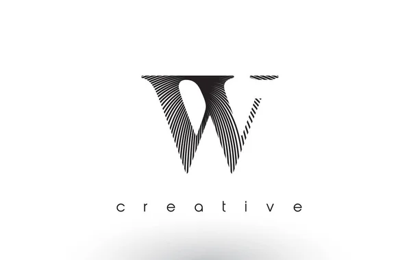 Diseño del logotipo de W con múltiples líneas y colores blanco y negro . — Vector de stock