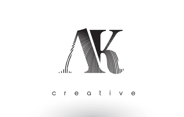 Σχεδιασμός λογότυπου AK με πολλές γραμμές και χρώματα άσπρο και μαύρο. — Διανυσματικό Αρχείο