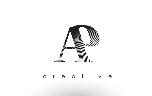 AP Logo Design With Multiple Lines and Black and White Colors. — Stock Vector