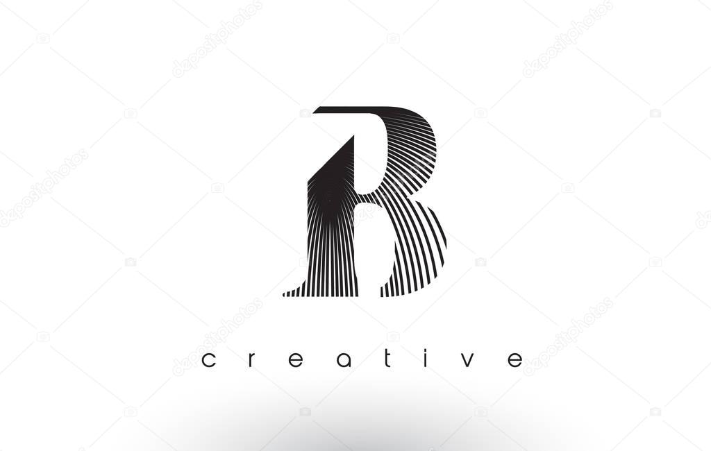 B Logo Design With Multiple Lines. Artistic Elegant Black and White Lines Icon Vector Illustration.