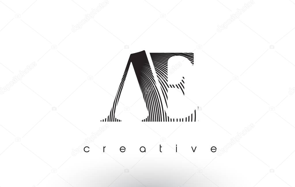 AE Logo Design With Multiple Lines. Artistic Elegant Black and White Lines Icon Vector Illustration.