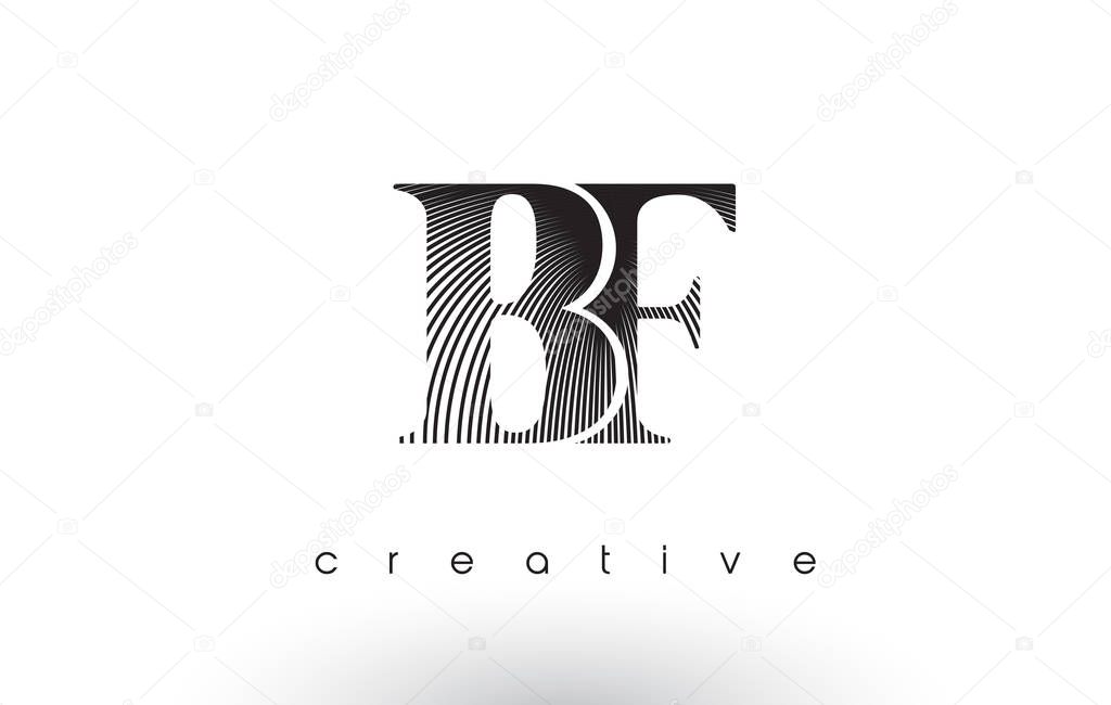 BF Logo Design With Multiple Lines. Artistic Elegant Black and White Lines Icon Vector Illustration.
