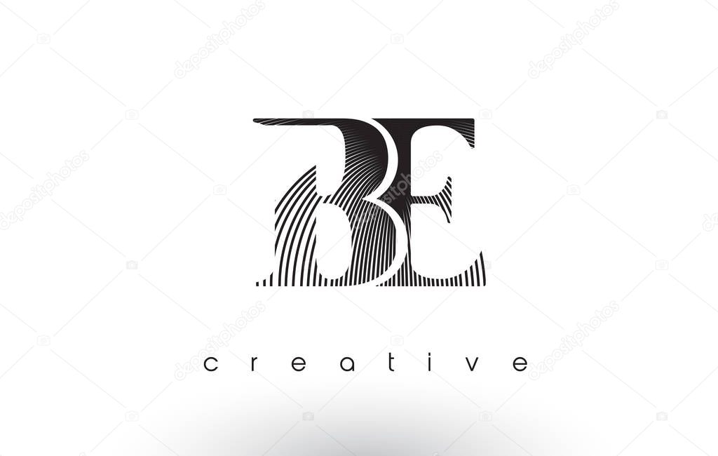 BE Logo Design With Multiple Lines. Artistic Elegant Black and White Lines Icon Vector Illustration.