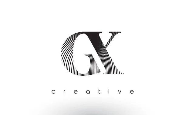 Conception de logo GX avec plusieurs lignes et couleurs noir et blanc . — Image vectorielle