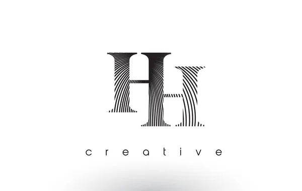 Conception du logo HH avec plusieurs lignes et couleurs noir et blanc . — Image vectorielle