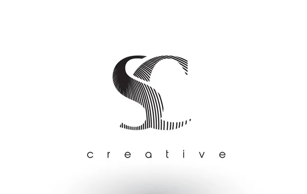 Conception de logo SC avec plusieurs lignes et couleurs noir et blanc . — Image vectorielle